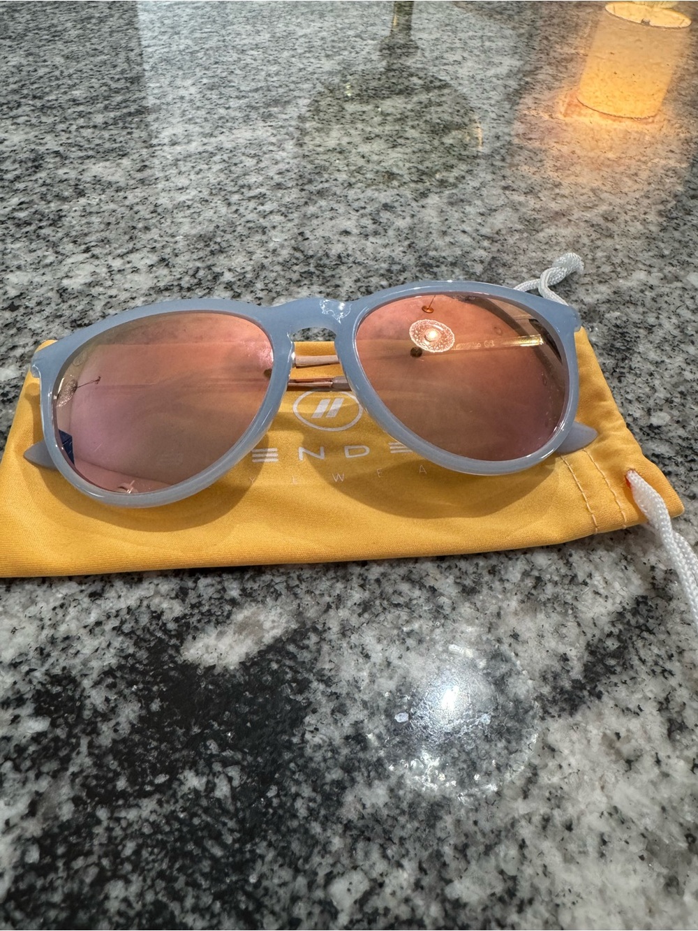 Blenders Women's Blue Frame Sunglasses with Pink Mirrored Lenses